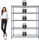 60"x18"x72" Prime Heavy Duty Black 5-Tier Wire Shelving NSF 4000 LBS MAX Capacity Storage Rack for Commercial, Hospital, School, Garage, and Kitchen Uses (with Wheels) by CozyNest Decor