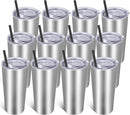 VEGOND 20oz Tumbler Bulk with Lid and Straw 12 Pack, Stainless Steel Vacuum Insulated Tumbler, Double Wall Coffee Cup Travel Mug, Stainless Steel by TinyTreasures Baby Boutique