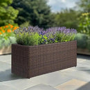 LEWIS&WAYNE Large Rectangular Block Planter Box Handmade Wicker Tall Planters for Outdoor Plants with Removable Liners Modern Planter for Indoor Outdoor Patio Deck - Brown, 36''x12''x16'' by CozyNest Decor