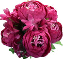 Duovlo Springs Flowers Artificial Silk Peony Bouquets Wedding Home Decoration,Pack of 1 (Spring Hot Pink) by CozyNest Decor