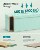 SONGMICS MAZIE Collection - Storage Ottoman Bench, Foldable Foot Rest, 15 x 43 x 15 Inches, End of Bed Bench, Storage Chest, Load 660 lb, Living Room, Bedroom, Entryway, Moonlight Green ULSF604C01 by CozyNest Decor