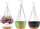 10 inch Hanging Planters for Indoor Outdoor Plants with Self-Watering Pots, 3 Pack Plastic Hanging Basket with Removable Tray for Home Garden Porch Balcony Patio Decor(White+Black+Green) by CozyNest Decor