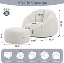 Giant Bean Bag Swivel Chair for Adults - Comfy Plush Round Shell Soft Accent Chaise Lounge Indoor Chair, Oversized Cozy Floor Sofa for Living Room, Bedroom & Game Rooms, Beige by CozyNest Decor