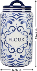 Young's Inc. 4 Pcs Set Talavera Ceramic Canisters- Storage Container for Kitchen and Bathroom - Beautiful Home Decor Accent to Store Food, Coffee, Tea, and More - White, Blue by CozyNest Decor