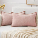 MIULEE Pack of 2 Couch Throw Pillow Covers 12x20 Inch Pink Valentine Farmhouse Decorative Pillow Covers with Stitched Edge Soft Chenille Solid Dyed Spring Pillow Covers for Sofa Bed Living Room by CozyNest Decor