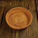 Hadewoven Round Rattan Fruit Basket Wicker Food Tray Weaving Storage Holder Dinning Room Bowl, 7”Decorative Natural Basket Woven Fruit Basket Bowl for Entryway Table, Countertop (Small 7”) by CozyNest Decor