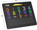 PicassoTiles 2in1 Magnetic Drawing Board Toy 12x10 In Large Magnet Bead Pad with Alphabet and Math Side in Black STEM Educational Writing Playboard Reusable Erasable Learning Tablet for Kids PTB02-BLK by TinyTreasures Baby Boutique