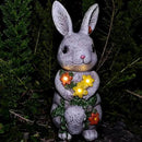Solar Easter Rabbit Statue - Rock-Like Design with Flower Lamp Beads Woman Gifts Resin Easter Bunny Sculpture for Indoor and Outdoor Statue Decor, Garden Decoration by GreenHaven Gardens