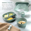 SAMiGO Silicone Baby Feeding Set, Baby Led Weaning Supplies, Suction Bowl Plate Bib Cup Self Feeding Spoons, Solid Food Eating Essentials, First Stage Utensils, 6+ Months by TinyTreasures Baby Boutique