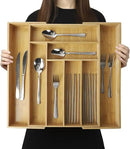 Expandable Bamboo Drawer Organizer – Large 20"x16.9" Size with Adjustable Dividers – for Kitchen Utensils, Knives, Cutlery, Flatware & Silverware Storage Tray by CozyNest Decor