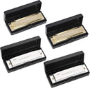 UPINS Harmonica, 4PCS Key of C 10 Hole 10 Tones Titanium Color Harmonica with Case for Beginner (Gold, Silver) by TinyTreasures Baby Boutique