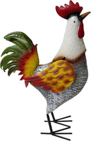 Metal Rooster Statue, Garden Outdoor Decor, Red and Gold Feathers, Weather Resistant, Metal Chicken Yard Art Sculpture, Iron Garden Animal Statue by CozyNest Decor