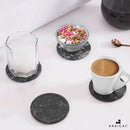 Marble Coasters Set of 6 Black 3.5 Inch Round Coaster for Drinks with Holder, Drink Coaster for Tabletop & Coffee Table Decor, Ideal Home Decor House Warming Gifts by CozyNest Decor