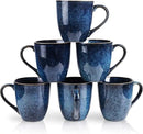 vicrays Coffee Mug Set, 12 Ounce, Set of 6, Ceramic Mug for Men, Women, Unique Glazed Mugs with Handle for Coffee, Tea, Milk, Cocoa, Cereal(blue) by CozyNest Decor