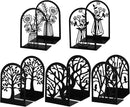 Faccito 5 Pairs Book Ends, Black Metal Bookends for Shelves Decorative, Non Skid Tree Stopper and Flower Shelf Holder for Heavy Books, Home Office School Supplies(Modern) by CozyNest Decor