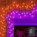 7 Ft Halloween Decorations Willow Vine Twig Garland with 8 Modes Timer 63 LED Orange Purple Lights, Halloween Garland with Waterproof Battery Operated for Wall Fireplace Decorations Indoor Outdoor by CozyNest Decor