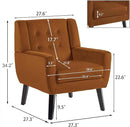 UIXE Accent Chair, Velvet Upholstered Armchair for Living Room, Modern Club Arm Chairs Comfy Single Sofa Button Tufted Bedroom Reading Seat - Orange, Set of 1 by CozyNest Decor
