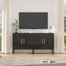 LYNSOM TV Stand for 55 Inch TV, Media Console Table with 2 Cabinets, Storage for Bedroom, Living Room, Entertainment Room (Black) by CozyNest Decor
