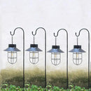 4 Pack Hanging Solar Lantern Lights with Shepherd Hook, Metal Waterproof Warm White Edison Bulb Lights for Garden Outdoor Pathway by CozyNest Decor