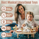 Kids Drum Set - Montessori Toys for 2 Year Old Boy Girl Birthday Gifts, 11 in 1 Wooden Musical Instruments for Toddlers 2-3, Musical Activity Table Preschool Learning Toys for Baby 18+ Months by TinyTreasures Baby Boutique