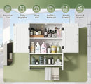 Bathroom Cabinet Wall Mounted, White Bathroom Wall Cabinets with Towel Bar and 2 Doors, Wooden Medicine Cabinet with Adjustable Shelf, Open Storage by CozyNest Decor