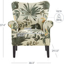 BELLEZE Modern Accent Chair for Living Room, High Back Floral Armchair with Wooden Legs, Upholstered Wingback Side Chair Padded Armrest Single Sofa for Living Room, Bedroom - Allston (Green Floral) by CozyNest Decor