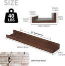 SAUMONIERES Picture Ledge Shelf Floating Book Shelves Set of 2 Wall Mounted Solid Wood for Bedroom Bathroom Living Room Kitchen, 24 Inch Walnut by CozyNest Decor