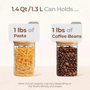 ComSaf 1.4 Qt Glass Storage Containers with Lids, Glass Jars with Lids, Clear Food Storage Jar, Square Canister Set of 3, Pantry Organizers and Storage for Flour Oat Pasta Tea Cookie Coffee Bean by CozyNest Decor