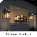 zeyu 2 Pack Outdoor Wall Lantern for Porch, 15 Inch Patio Wall Light Fixture Exterior Lights for House, Die-Cast Aluminum, Black Finish with Seeded Glass, ZD100B-2PK BK by GreenHaven Gardens