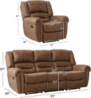CANMOV Manual Reclining Sofa Set, Faux Leather Manual Recliner Sofa and Recliner Chair with Overstuffed Armrest for Living Room,Bedroom Furniture,Office,Nut Brown by CozyNest Decor