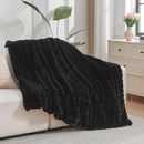NEWCOSPLAY Faux Fur Twin Blanket Black Bubble Blanket Thick Warm Soft for Couch Sofa Bed 550GSM (Black, Twin(60"x80")) by CozyNest Decor