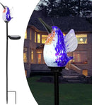 Afirst Decorative Solar Lights Outdoor Solar Hummingbird Stake Lights Hand Blown Glass Decorative Garden Pathway Light Outdoor Waterproof Glass Stakes Blue by GreenHaven Gardens