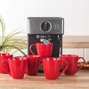 vicrays Coffee Mug Set, 12 Ounce, Ceramic Mug for Men, Women, Unique Glazed Mugs with Handle for Coffee, Tea, Milk, Cocoa, Cereal - Set of 6 Red by CozyNest Decor