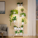 Plant Stand Indoor with Grow Lights, 60" Tall 7-Tier Metal Plant Stand with Wheels & Tree-Shaped Design for Indoor Plants, Flower Holder Display Rack for Home, Patio - White by GreenHaven Gardens