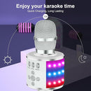 BONAOK Karaoke Microphone for Kids & Adults - Bluetooth Microphones Singing Mic with Disco Lights, Echo Effect, Built-in Speaker Portable Karaoke Player for Party Travel Gifts Q78(Silver) by TinyTreasures Baby Boutique
