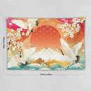 HZOHNAGO Japanese Tapestry Cherry Blossom Crane Sea Wave Fuji Mountain Red Sun Pattern Printed Wall Tapestry Painting Wall Hanging for Bedroom Living Room Dorm 60" W x 40" H by CozyNest Decor