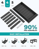 SERWALL Patio Coffee Table, HDPE Rectangle Outdoor Coffee Table Set of 2, Black by CozyNest Decor