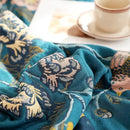 Boho Muslin Blanket for Adults 4-Layer Gauze 80 x 90 Inches Soft Cozy 100% Cotton Summer Cooling Blanket Floral Decor for Sofa Bed Coverlet Both Sides (Flowr Branch Teal, 80 x 90 in) by CozyNest Decor