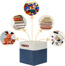DULLEMELO Foldable Storage Cubes 12 x 12 Organizer Bins,Canvas Storage Bins Empty Gift Baskets for Organizing with SturdyLeather Handles, Closet Baskets for Nursery Storage(4 Pack - 12" White&Blue) by TinyTreasures Baby Boutique