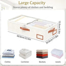 Yawinhe Under Bed Storage, 2 Pack Closet Organizers, Collapsible Container Bags, with Sorting Card Slot and 4 Leather Handles, for Blanket, Bedding, 23.6''Lx11.8''Wx6''H, Beige by CozyNest Decor