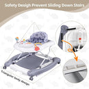 Foldable Baby 5-in-1 Activity Walker - Rocker, Activity Center, Bouncer, Seat, Push Walker - Adjustable Speed Rear Wheels and Height Toys Ages 6-18 Months (Grey) by TinyTreasures Baby Boutique
