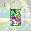 VEWOGARDEN Hummingbird Stained Glass Window Hangings 10" W x 15" H Bird Suncatcher Panel with Chain Windows Hanging Decor Ornament Gift by GreenHaven Gardens