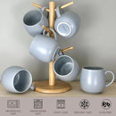 Ceramic Coffee Mugs Set of 6, 14oz - Modern Scandinavian Aesthetic - Microwavable Stoneware Coffee Cups with Comfortable Handle - Tea Mug Set for Latte, Cappuccino, Soup - Pale Blue Mist by CozyNest Decor