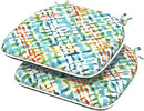 Indoor/Outdoor Chair Cushions 16x17 Inch, Patio Chair Cushions with Ties, All Weather Seat Cushions for Patio Furniture Home Garden Chair Use, Set of 2,Acapa Opal Geometric by GreenHaven Gardens