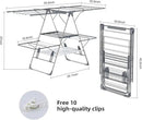 Clothes Drying Rack, Foldable 2-Level Laundry Racks for Drying Clothes Rack,Stainless Steel Drying Rack Clothing Collapsible for Indoor Outdoor,with Height-Adjustable Wings,33 Drying Rails,Gray by CozyNest Decor