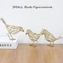 Artisan Handmade Gold-Wire Woven Bird Statues Trio Table Decor- Modern Farmhouse Shelf Decor with Hanging Chain, Multi-Pose Metal Bird Figurines for Home Office & Holiday Display by CozyNest Decor