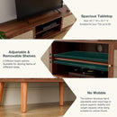 TV Stand for TVs up to 65'', Entertainment Center With Rattan Door, Shelves & 2 Cabinets, Long Boho Media Console for Living Room, Walnut by CozyNest Decor