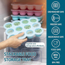 Baby Food Storage 12 x 1.5OZ Silicone Freezer Tray with Lid, Food Grade Silicone Containers for Purees & Vegetables Midnight Blue by TinyTreasures Baby Boutique