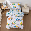 NTBED 4 Pieces Construction Toddler Bedding Set for Baby Boys,Watercolor Truck Vehicles Excavator Cars Printed, Includes Comforter, Flat Sheet, Fitted Sheet and Pillowcase,Multi by TinyTreasures Baby Boutique