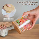 Glass Food Storage Jars 6-Pack - 4x4 in-Clear Glass Food Canisters with Bamboo Lid Airtight For Serving Tea, Coffee, Flour, Sugar, Candy, Cookie, Spice and More (Circular) by CozyNest Decor